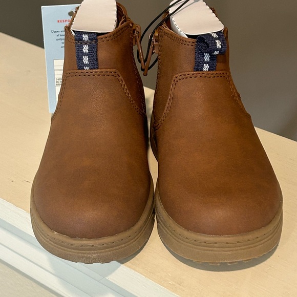 Cat & Jack Chelsea Boots Toddler Boys Sz 9 Lucas Brown Elastic Stretch - Picture 3 of 6